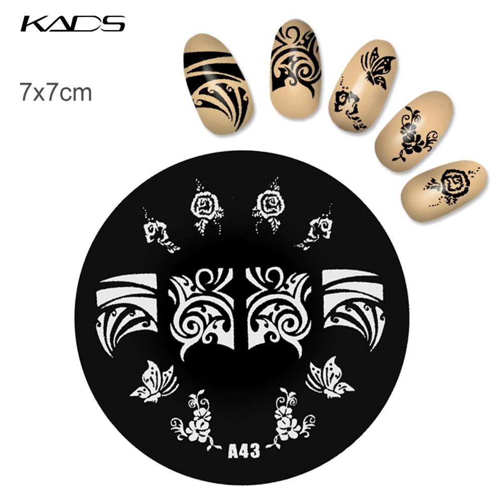 kads 1PC Round Stainless Steel Nail Art Nail Stamping Plates Manicure Stamp DIY for Nail Templates Classic Series Tools