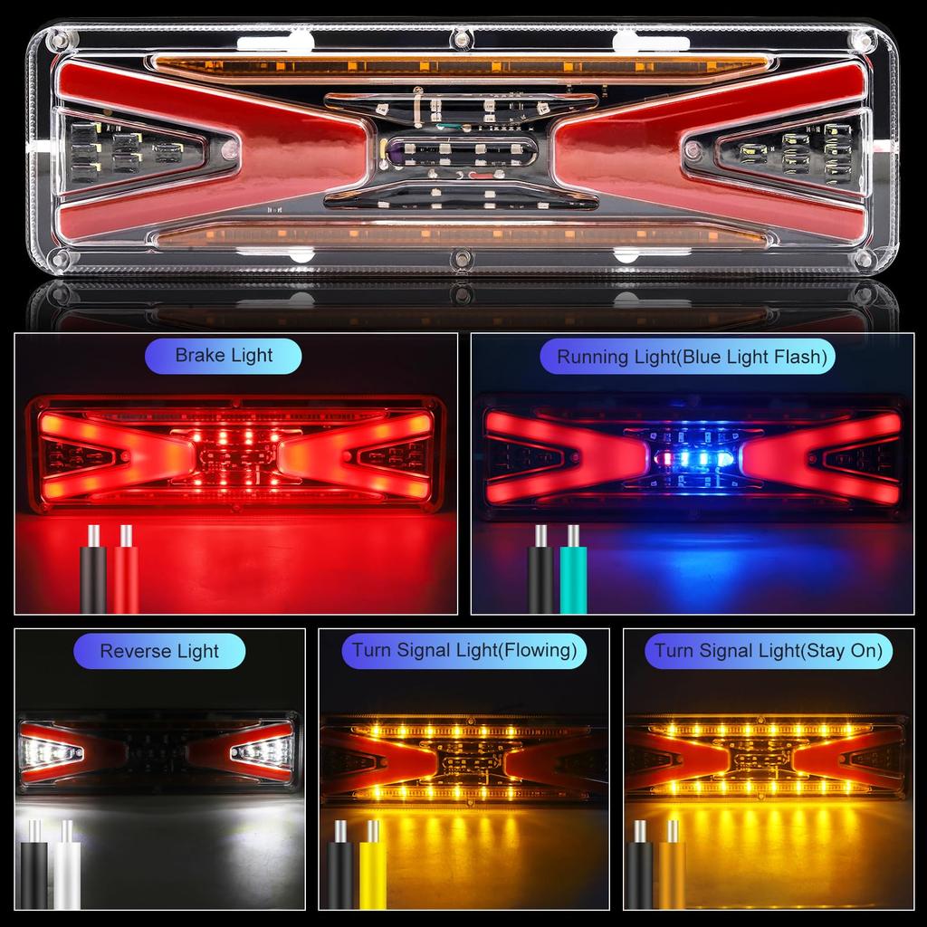 LED Truck Tail Light 12V Universal Trailer Tail Lights for Utility and RVs Bar, 37-LED Boats, Snowmobiles, Vehicles, Pickups,