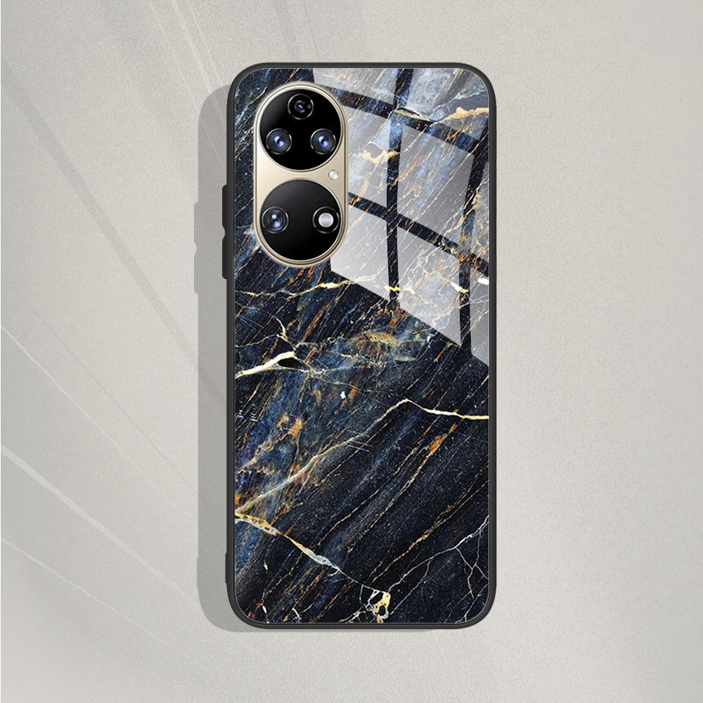 Чехол для Huawei P50 Pro P50E P 50 Роскошный закаленный стеклянный чехол для телефона Huawei P50 Задняя крышка Модный защитный TPU Coque P50Pro
