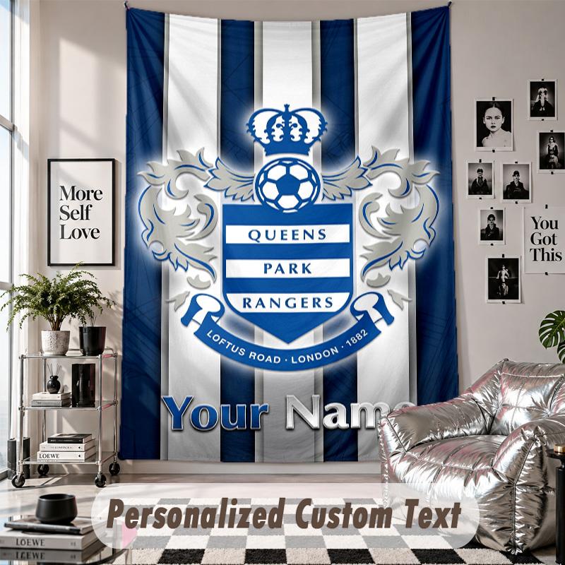 Wall Hanging Tapestry With Custom Name & Text, Queens Park Rangers FC Decorative Tapestry For Bedroom