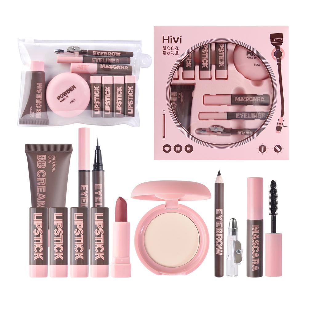 Набор для макияжа Подводка для глаз с полным покрытием Консилер Матовый оттенок для губ Водонепроницаемый 9 шт. Косметика