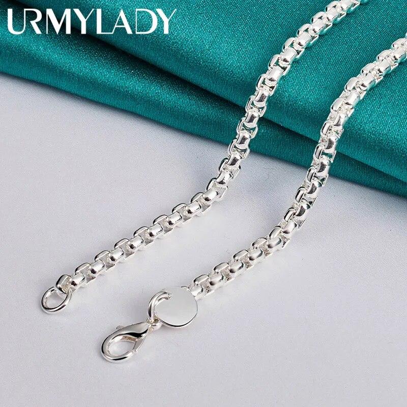 URMYLADY из стерлингового серебра 925 пробы, мужская цепочка из змеиной кости 4 мм, 18-24 дюймов, ожерелье для женщин, свадебная вечеринка, модные очаровательные ювелирные изделия