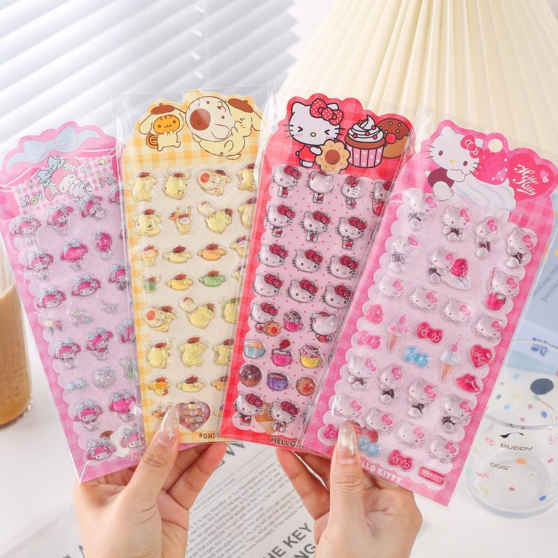 Аниме Sanrio Hello Kitty Kuromi Наклейки Cinnamoroll My Melody Мультяшные Мобильные Креативные Наклейки для Украшения Подарок на День Рождения Девочке 3D Безопасные для Детей