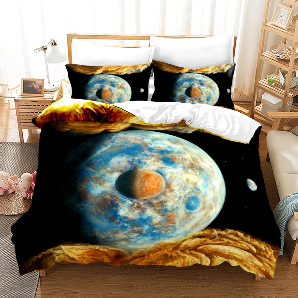 Planet Bedding Earth Duvet Cover Set 3D Digital Printing Bed Linen Fashion Polyester Comforter Cover Bedding Sets King Full Size