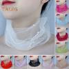 Solid Color Neck Collar Faux Pearls Decor Elastic Organza Lace Scarf Elegant Multi-functional Elastic Neck Wrap