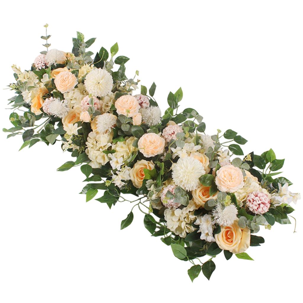 100cm Wedding Arch Flowers, Artificial Flowers Arrangement Swag, Silk Fake Peonies Rose Floral Row for Wedding Backdrop Decor DIY Party Ceremony