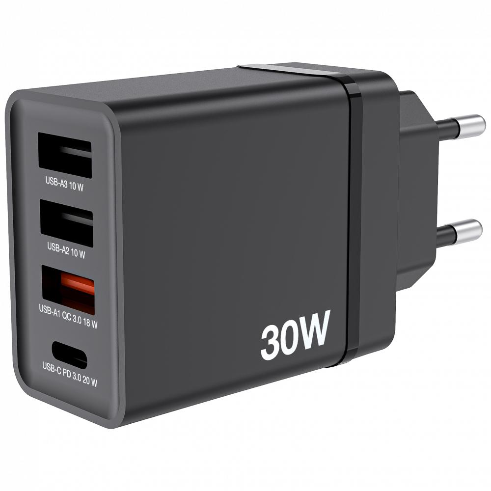 Ładowarka sieciowa Verbatim 1xUSB-C PD 20W 1xUSB-A QC 3.0 2xUSB-A 10W UE czarna
