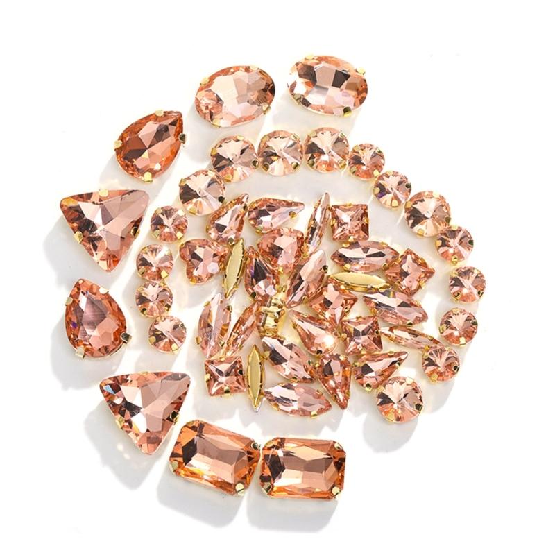50 шт. Стразы смешанной формы с плоской основой, пришивные драгоценные камни для самостоятельного изготовления обуви, одежды, ювелирных изделий