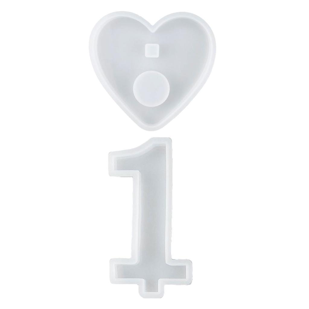 1-10 Numbers Shape DIY Silicone Mold 3D Handmade Candle Holder with Heart Base Gypsum Resin Mold Craft Candlestick Mould