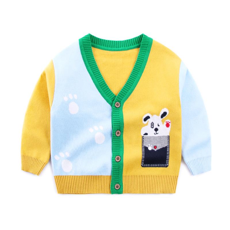 Кардиган с героями мультфильмов для мальчиков, детский свитер с v-образным вырезом, пальто, верхняя одежда с длинными рукавами для маленьких мальчиков