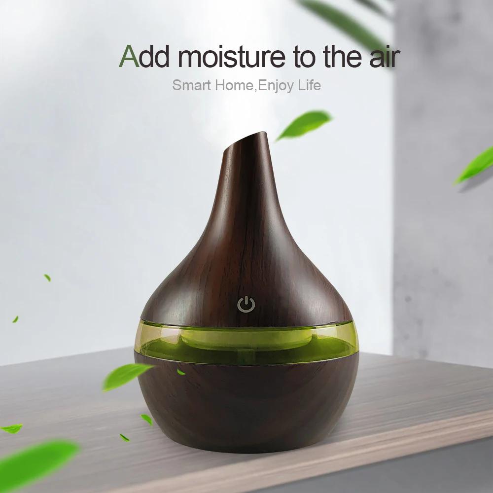 Diffuser For Home 300ml USB Humidifier Essential Oil Diffuser Wood Grain Design Cool Mist for Home Office Desktop Includes 2