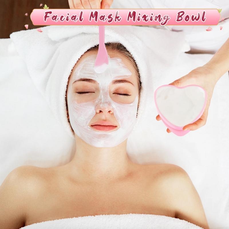 6/12 шт. Чаша для смешивания масок для лица в форме сердца со скребком – Пластиковый инструмент для DIY ухода за кожей для домашнего и салонного использования