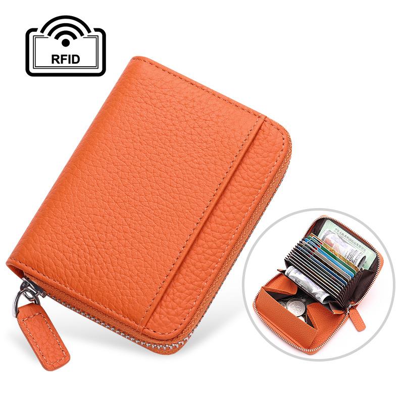 Rfid Card Holder 100% Genuine Leather Business Card Wallet Organ Card Bag Female Bag Japanese