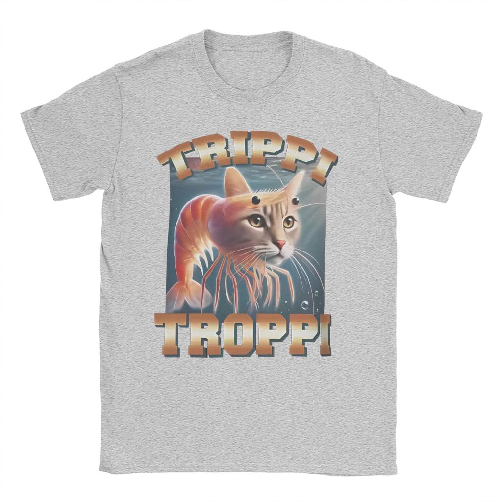 Мужские футболки TRIPPI TROPPI Итальянский мем про мозговую гниль Хлопковая одежда Повседневная футболка с коротким рукавом и круглым вырезом