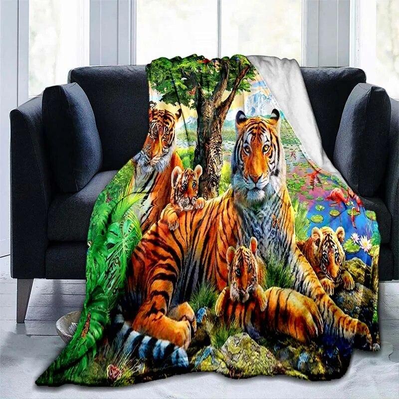 Фланелевое одеяло с рисунком тигра и животного, покрывало для дивана, мягкое теплое одеяло для взрослых, дорожное одеяло, охлаждающее одеяло