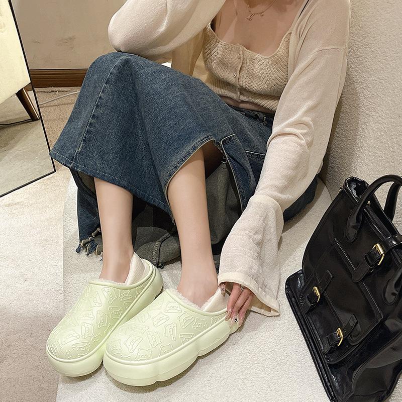 Женская хлопковая обувь, зимняя, новая, милая, для пары, для дома, на толстой подошве, теплые тапочки, мужская, плюшевая, нескользящая, водонепроницаемая, повседневная обувь