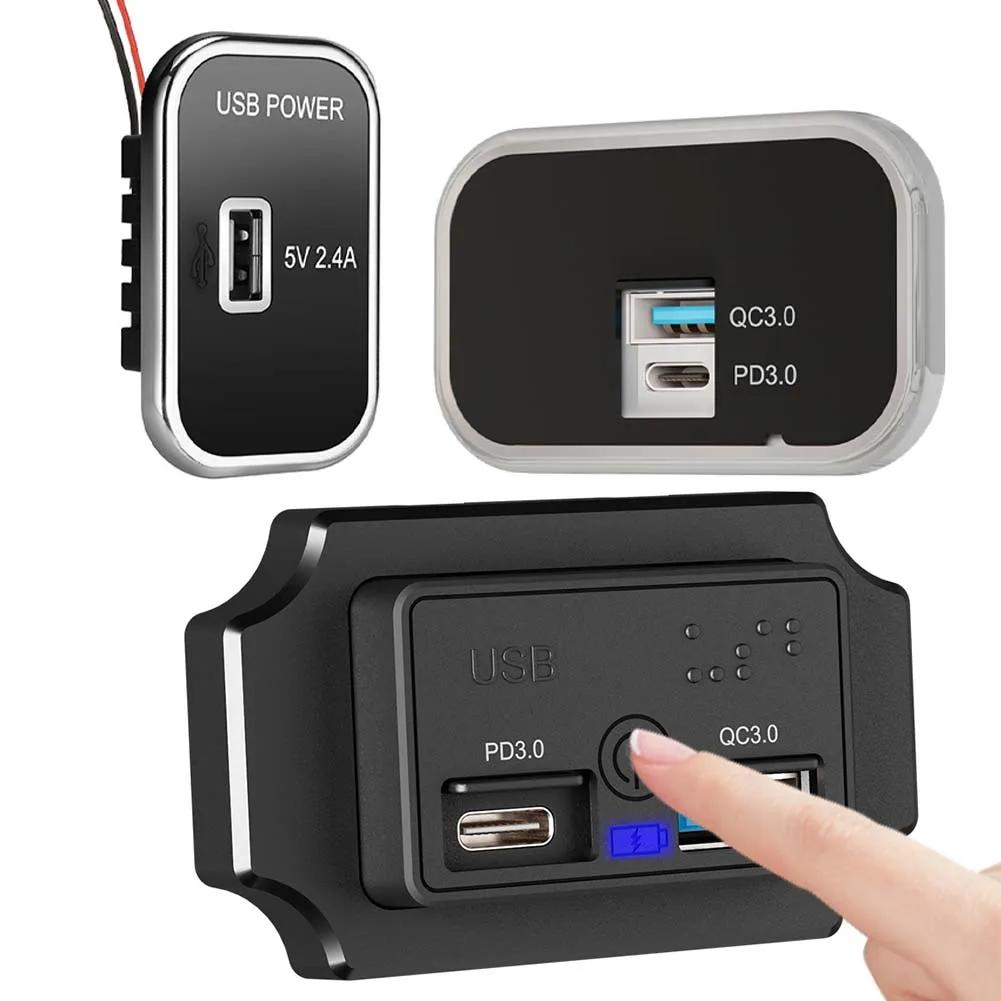 PD3.0 QC3.0 автомобильное зарядное устройство гнездо двойной USB 3.1A Type-C быстрая зарядка разветвитель розетка адаптер питания для мотоцикла грузовика квадроцикла лодки автофургона