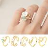 Unique Gold Color Flower Ring Exquisite Design Sparkling Inlaid Open-end Ring Sweet Crystal Zirconia Ring Vacation Accessories