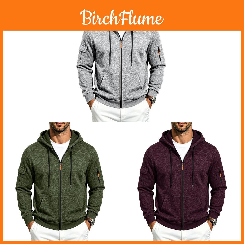 Casual Mens Fleece Hoodie With Zipper Pockets For Winter Outdoor Wear
