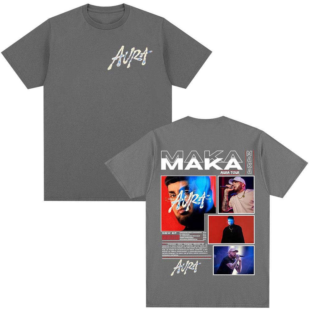 Rap Singer Maka Aura Tour Album Tshirt 2026New Hot Selling Mens Womens Fashion Retro Street Casual Cotton Tshirt Street Wear