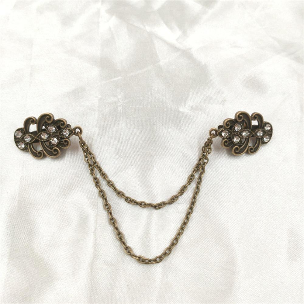3Pcs 2023 New Cloak Brooch Vintage Flower Chain Cardigan Clip Sweater Clip Waist Clip Pointed Clip