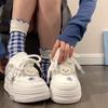 Модные женские кавайные синие кроссовки на платформе корейские белые туфли весна-лето вулканизированная милая повседневная обувь для скейтборда и тенниса женские