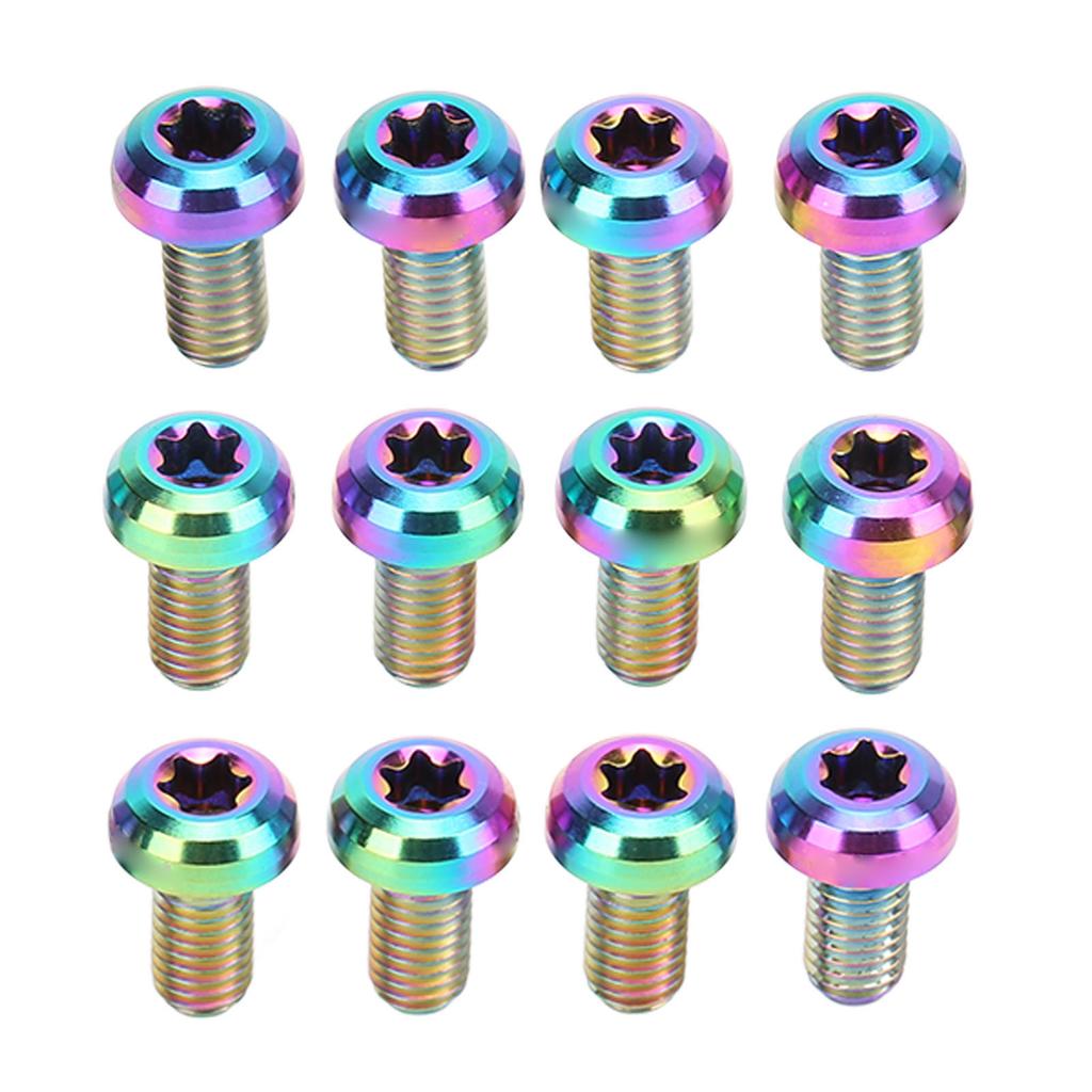 12pcs RISK Bicycle Disc Brake Rotor Bolts M5x10mm T25 Titanium Alloy Bicycle Brake Disc Screw