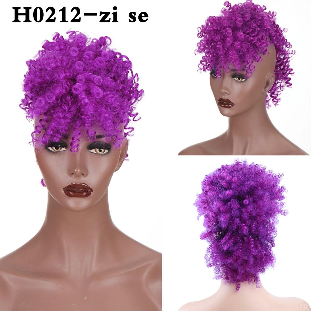 MISS WIG Синтетический вьющийся парик ирокез с заколкой для наращивания волос, пышный хвост с челкой, мягкий вьющийся парик ирокез