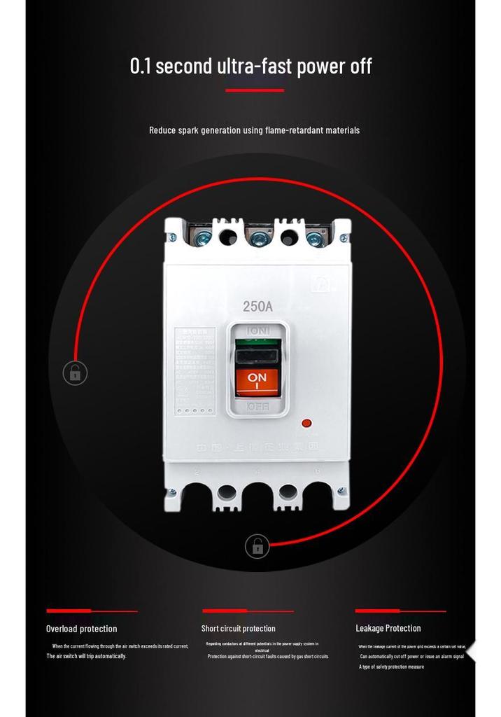 Transparent Plastic Circuit Breaker DZ10-100/3300, 3-Phase 3-Wire, 3P/100A, 63A 380V.
