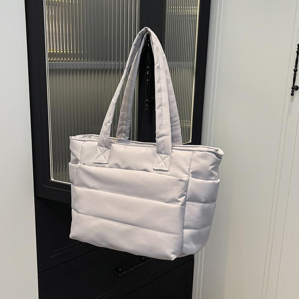 Корейский стиль Пуховая хлопковая наплечная сумка Однотонная нейлоновая сумка-тоут Хлопковая стеганая сумка Леди