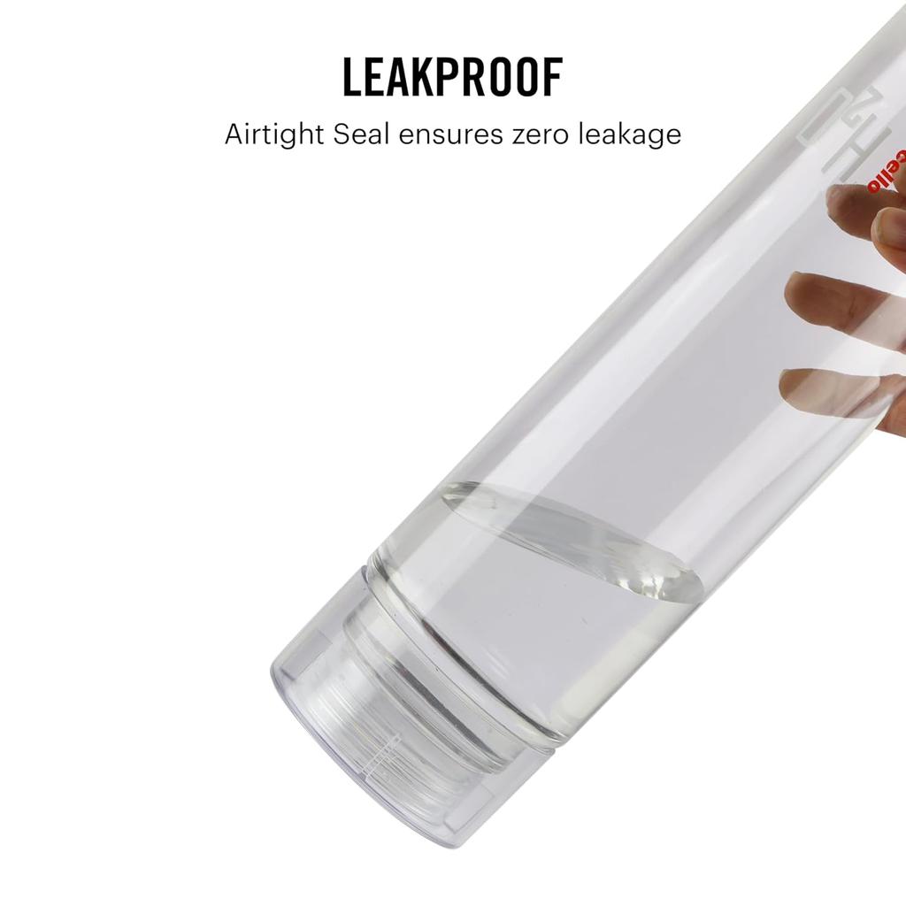 CELLO H2O Unbreakable 1L Water Bottle With Leak Proof Silicone Seal For Gym Travel And Daily Use In Crystal Clear Design