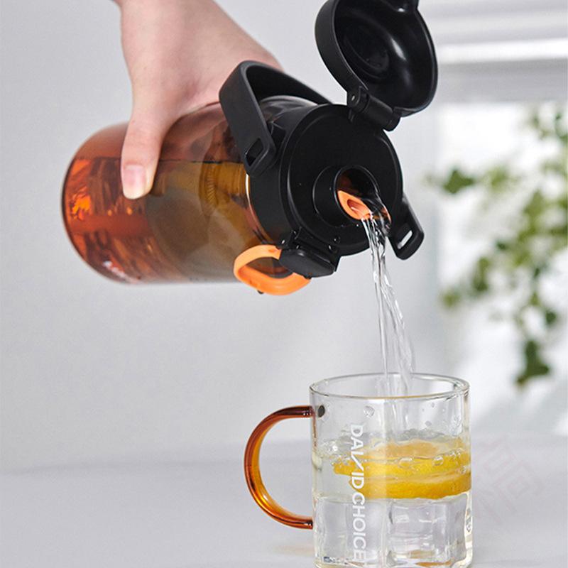 Gradient Color Water Cup, No Paint, New Dual-drinking Portable Fitness Outdoor Sports Large-capacity Water Bottle with Scale