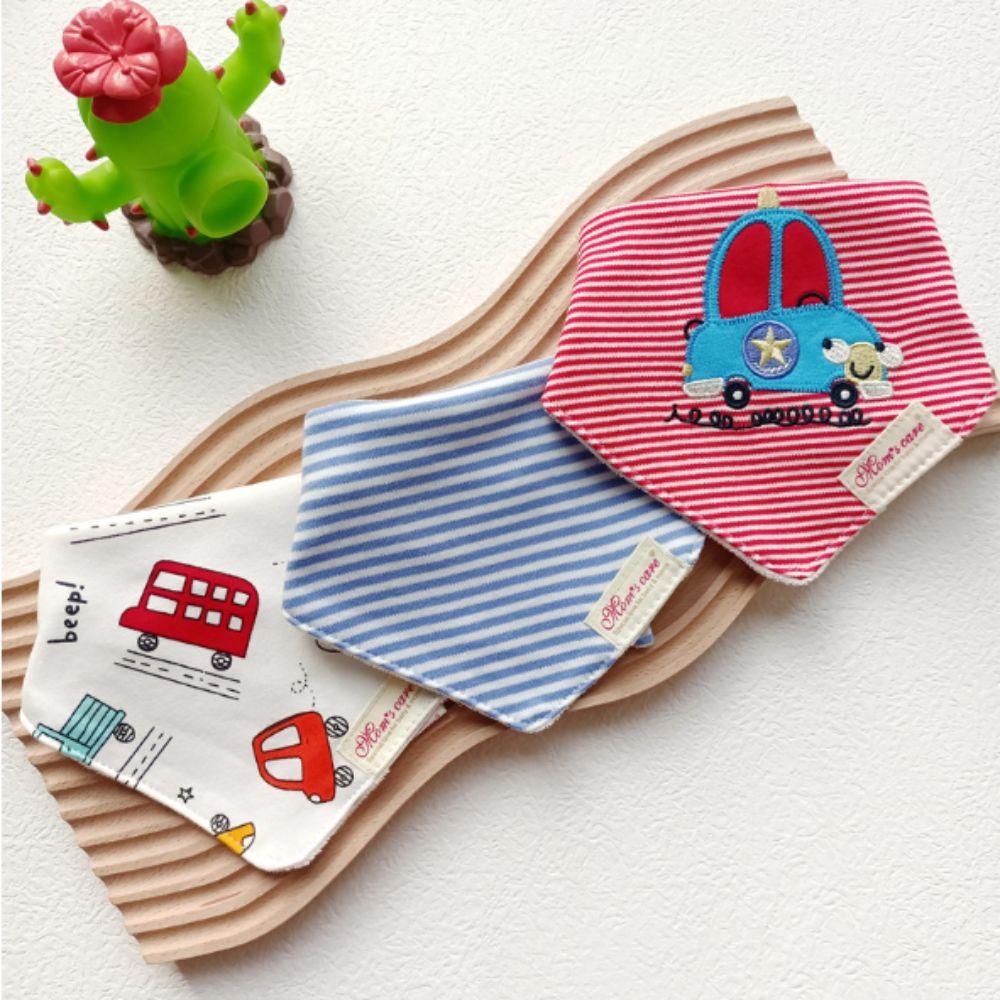 Soft Texture Drool Bibs Stripes Pattern Saliva Towels 3pcs Set Bandana Bibs Burping Time