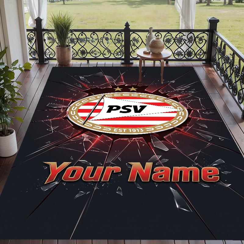 Custom Text Printed Rug PSV Eindhoven FC Non Slip Floor Carpet For Home Room Decor