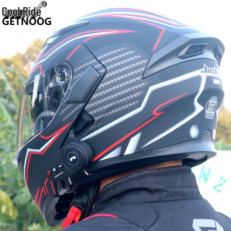 Cool Ride Treasure Bluetooth Full-Face Flip-Up Motorcycle Helmet with Dual Lens and FM Radio