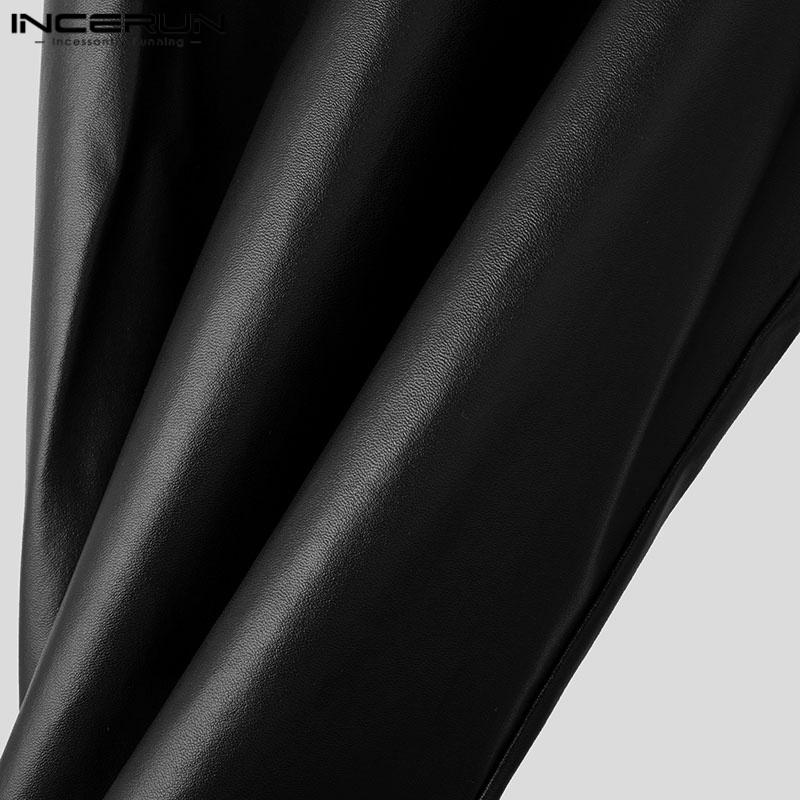 INCERUN Мужская футболка с глубоким вырезом без рукавов из искусственной кожи, свободная, повседневная