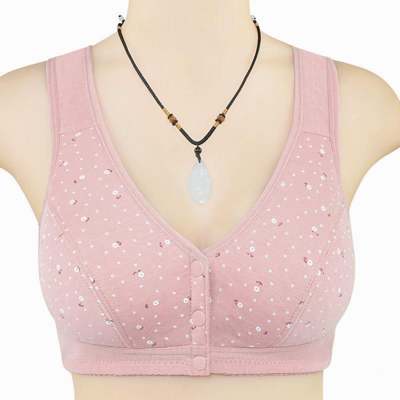 Нижнее белье для женщин среднего и пожилого возраста, легкая пряжка спереди, тонкий срез, мягкий хлопковый женский бюстгальтер без стального кольца, большой размер, удобный бюстгальтер