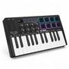 MIDI-клавиатура 25 клавиш с velocity, двойная, портативная, и 8 RGB-подсвеченных пэдов, 8 пользовательских аккордов, гамм, совместимая с различными DAW, 25 SMK-25 Контроллер, Клавиши,