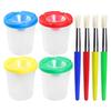 LQT Детская пластиковая 10-цветная чашка для мытья ручек + 10-цветный набор кистей для рисования граффити с щетиной