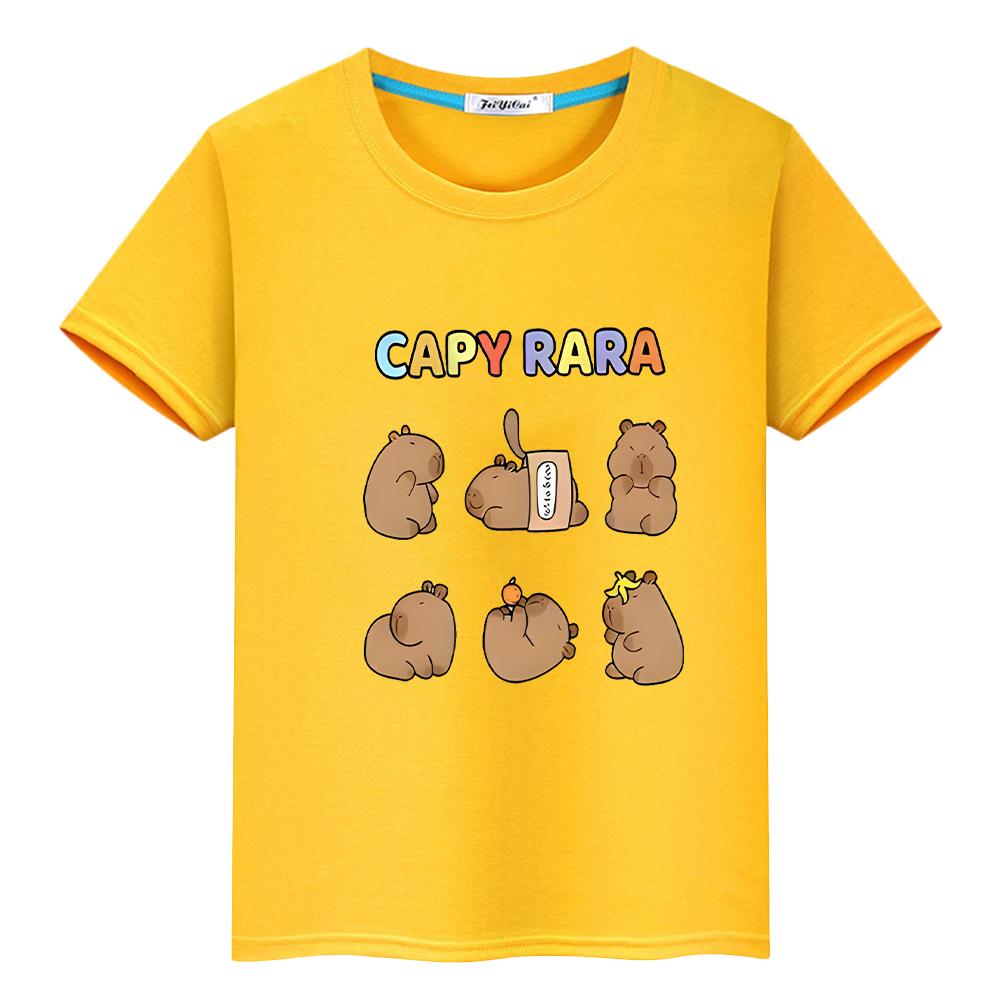 Print T 100cotton Capybara Shirt For Kids Boy10year Anime Short Capybara Cute Tees Tops Pride Tshirt Y2k One Piece Girl Clothes