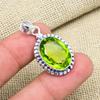 AAA+ Peridot Gemstone 925 Sterling Silver Handmade Excellent Silver Chain Pendant Jewelry