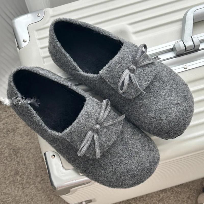 Женские туфли-лоферы Bow Flats из замши, повседневная дизайнерская зимняя обувь 2025 года, тренд, новый бренд, удобные нескользящие туфли Chaussures Femme