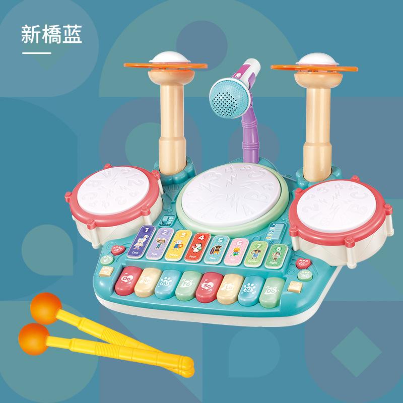 Children'S Three-In-One Multi-Functional Lighting Music Set Of Drums Playing The Piano Electric Early Education Enlightenment Music Electronic Organ