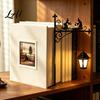 Matte Black Iron Book Holder Decorative Bookshelf Light Vintage Library Lantern Reading Lights for Bookworms LED Table Lamp with Bookends