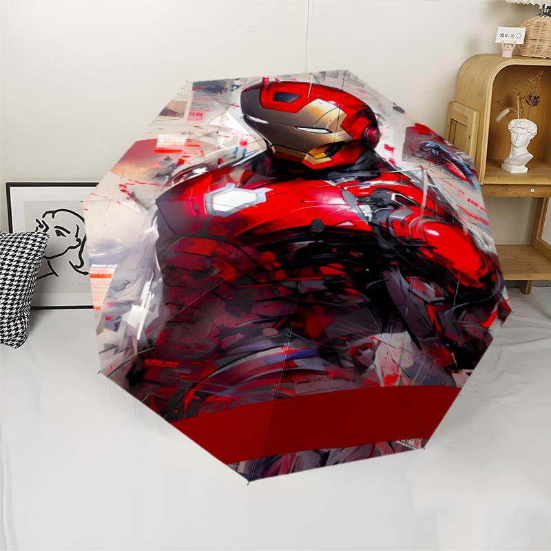Iron Man Theme Automatic Umbrella, Lightweight & Portable, 8 Rib, Perfect for Outdoor Travel, Birthdays, Christmas, Gifts.