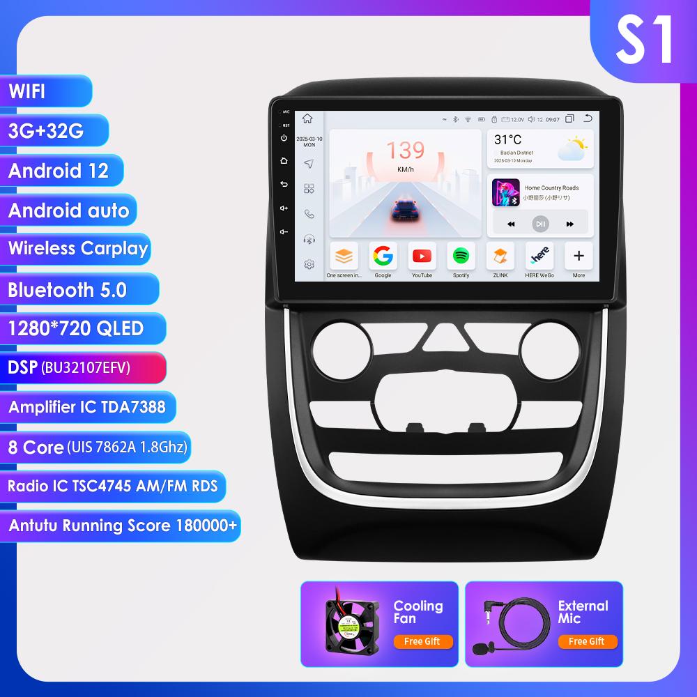 Autoradio Android 9"7862 AI Voice Carplay pour Dodge Durango 2013 - 2018, Lecteur Multimédia Vidéo, Navigation GPS, Audio Stéréo, Unité Centrale