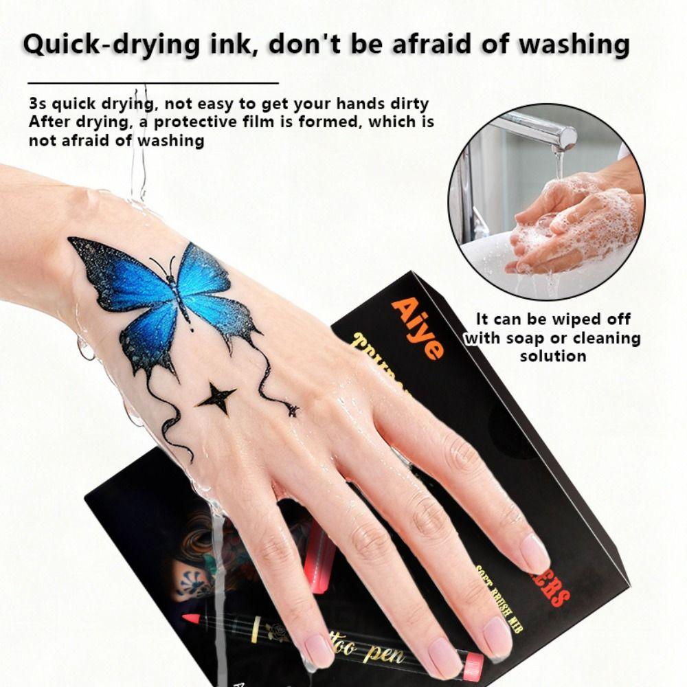 Soft Head Tattoo Doodle Pen Metallic DIY Tattoo Pen Temporary Tattoo Pen Body Skin Painting