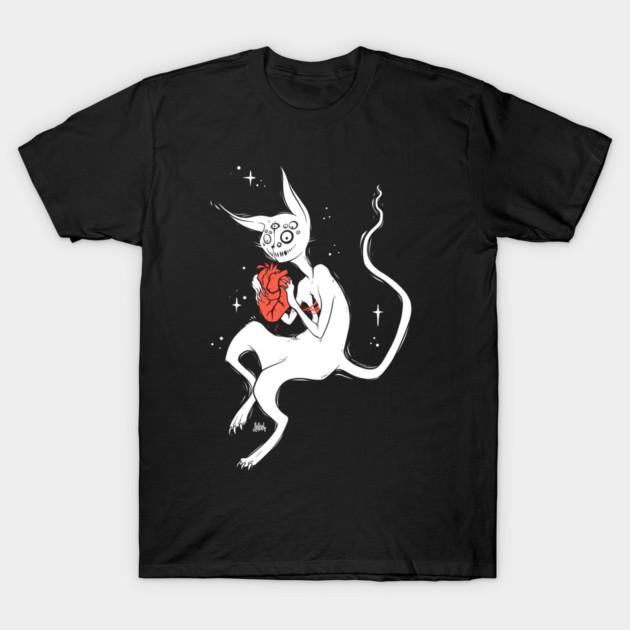 Asian Size Cotton Unisex Tshirt Print T-shirt Cute Creepy Monster Cat, Dark Goth Art T-shirt No-Cut Print Regular Fit