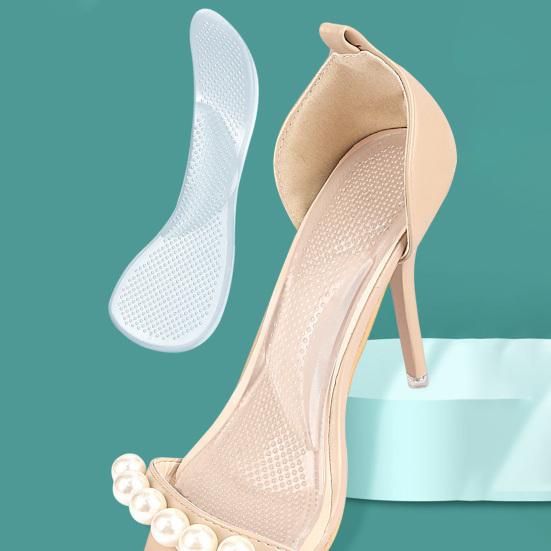 1 пара стельок, противоскользящие, с отличным коэффициентом трения, эластичные, без деформации, прозрачные, дышащие, впитывают пот, нескользящие, подушечки на высоком каблуке