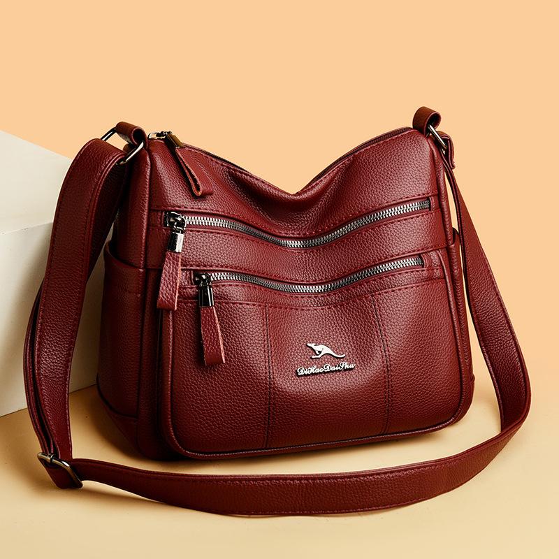 Soft Leather Women's Bag 2025 Simple High-end Fashion Mother Middle-aged Messenger Bag Niche Versatile Commuter Shoulder Bag